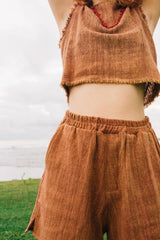 Set de top y short de algodón orgánico teñido natural | Naturally dyed organic cotton top and short set